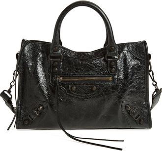 Balenciaga Small Le City Leather Satchel in 1000 Black at Nordstrom