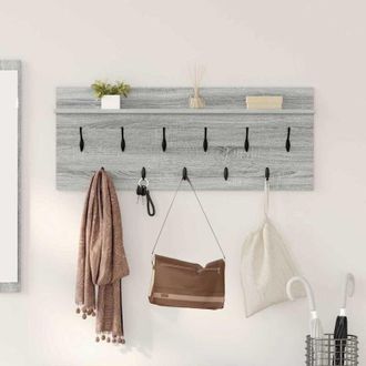 vidaXL Vidaxl - Perchero De Pared Con Estante Gris Sonoma Madera Contrachapada