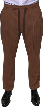 Dolce & Gabbana Brown Stripes Skinny Men Dress Mens Pants