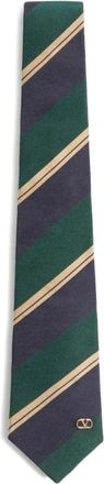Valentino Garavani Accessoires, Heren, Veelkleurig, ONE Size, Valentie Jacquard Regimental Zijden Stropdas
