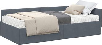 vidaXL Estructura De Cama Esquina Con Colch&oacute;n 2 Uds. Gris Oscuro Vidaxl