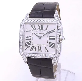 Cartier Pre-owned Cartier Santos Dumont Diamond Silver Dial Ladies Watch WH100251