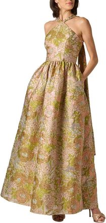 Aidan Mattox Floral Jacquard Long Dress