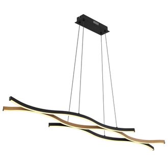 Netlighting Geronimo Pendant Ceiling Light Matt Black Wood Effect 3x LED 3000K