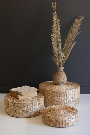 Kalalou Set Of Three Round Sea Grass Risers