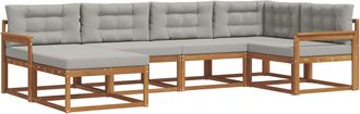 vidaXL Conjunto De Sof&aacute;s De Exterior 6 Uds. Natural Y Gris Claro Vidaxl