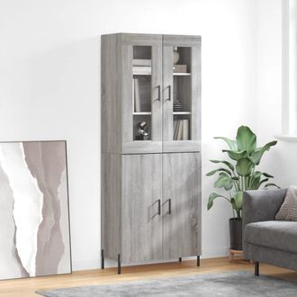 vidaXL Vidaxl - Aparador Alto Madera Contrachapada Gris Sonoma 69,5x34x180 Cm