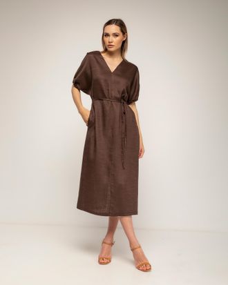 Tantra Oversized jurk met gerimpelde mouwen, V-hals en een losse ceintuur