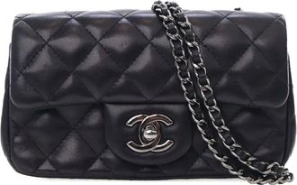 Chanel 2013-2014 Extra Mini Rectangular Classic Lambskin Single Flap crossbody bag - Zwart