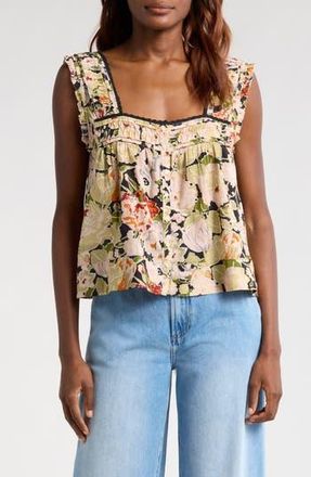 The Great. The Victorian Pleat Crop Tank in Vintage Rose Print at Nordstrom Rack, Size 3 (Fits Like 12-14 Us)