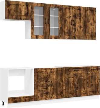 vidaXL Unidad De Cocina Kalmar 8 Uds. Roble Ahumado Vidaxl