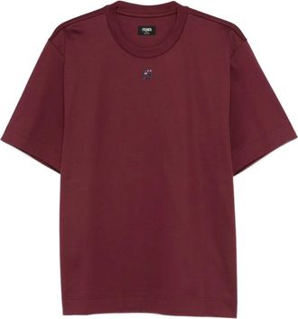 Fendi T-shirt met logoplakkaat - Rood