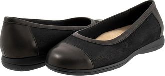 Trotters Delmara Womens Flat Shoes Black Nubuck : 6 W (D), Leather
