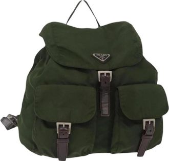 Prada Pre-owned Nylon Rugzak - Dames - Vintage Rugzakken - Groen - ONE Size - Nylon - Vintage