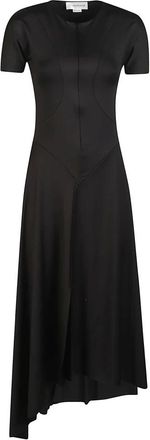 Victoria Beckham Midi-jurk met ritssluiting aan de voorkant - Dames - Casual kleedjes - Zwart - S - Polyester - Kleedjes