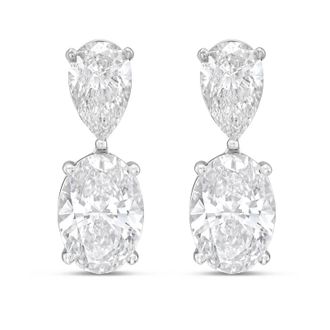 Diana M. Jewels 14K White Gold 12.00 Cts of Lab grown pear and oval shape diamond drop earrings