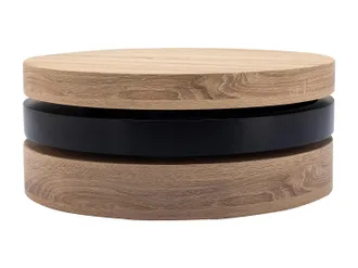 Vente-Unique Tavolino Girevole Tondo Con 1 Nicchia In Mdf Nero E Naturale Chiaro - Janita