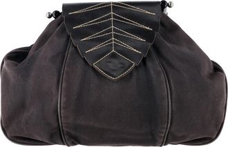 Max & Co. Womens Leaf Flap Top handle Bag in Black Canvas - One Size