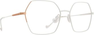 Caroline Abram Geometric Optical Frame with Delicate Peach-Pink Accents