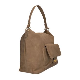 Notre-V Chucky Suede Schoudertas - Dames - Tassen - Beige - Maat: ONE Size Su&egrave;de