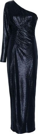 Lauren Ralph Lauren metallic one-shoulder gown - women - Elastane/Elastane/Polyester/Recycled Polyester - 12 - Blue