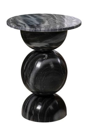 Jonathan Y Designs Aura 19 Modern Natural Marble Handmade Stacked Round Pedestal End Table in Dark Gray/light Gray at Nordstrom