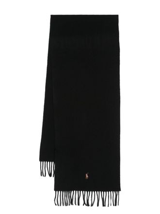 Polo Ralph Lauren Polo Pony fringe-detailing scarf - men - Wool - One Size - Black
