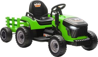 OEM Tractor El&eacute;ctrico Para Ni&ntilde;os Con Remolque Desmontable Bater&iacute;a 12v Velocidad 3-5 Km/h, Control Remoto 2,4g Verde
