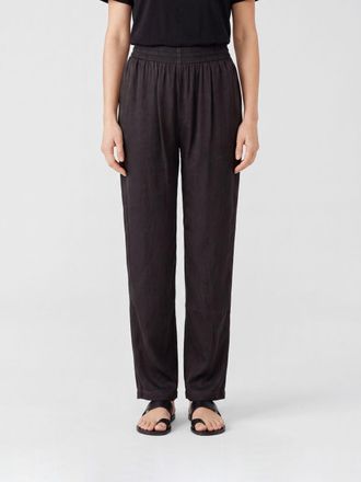Diesel High-Waisted Straight Leg Viscose Trousers with Elastic Waistband