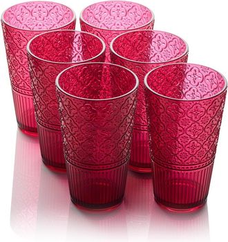 Certified International Set Of 6 Victoria 22Oz Acrylic Ice Tea Glasses