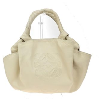 Loewe Anagram Logo Nappa Aire Hand Bag Leather White Leather Handbag (Pre-Owned)