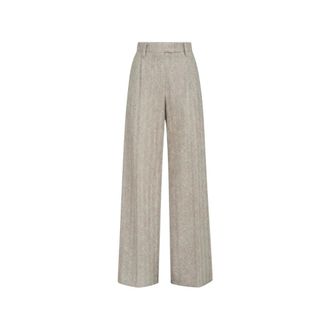 Brunello Cucinelli Wijde broek - Dames - Broeken - Beige - Maat: M Polyamide