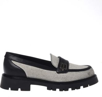 Baldinini Canvas en Leren Loafer - Dames - Loafers - Beige - 40 EU - Leer - Schoenen