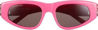 Balenciaga 53mm Rectangle Sunglasses in Pink Gold Grey at Nordstrom Rack