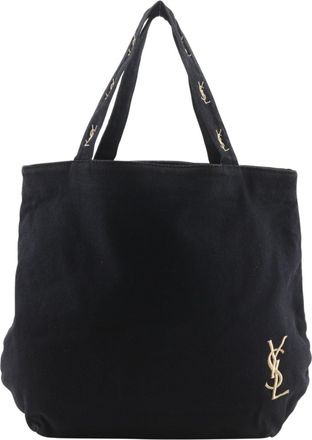 Saint Laurent Black Cotton Handbag Tote Bag (Pre-Owned)