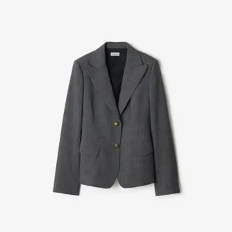Burberry Check Wool Tailored Jacket, Size: 02