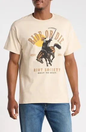 Riot Society Ride or Die Reaper Graphic T-Shirt in Cream at Nordstrom Rack, Size Xx-Large