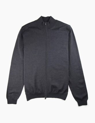 HUGO BOSS Mens Hugo Boss Balonso Full Zip Jumper Dark Grey - Size: 36
