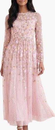 Needle & Thread Trailing Roses Long Sleeve Maxi Gown in Shell/multi at Nordstrom, Size 18