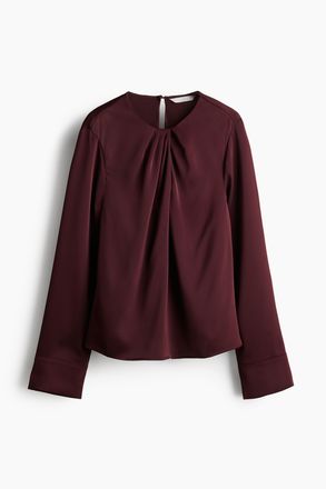 H&M Satinbluse mit Faltendetail - Red