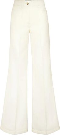 Philipp Plein Wool Marine Low Waist Broeken - Dames - Wijde Broeken - Wit - S - Wol - Broeken