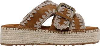 Mou Geweven Platform Sandalen - Dames - Sandalen - Bruin - 36 EU - Leer - Schoenen