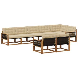 vidaXL Conjunto De Sof&aacute;s De Exterior Con Coj&iacute;n 8 Pcs Natural Y Beige Vidaxl