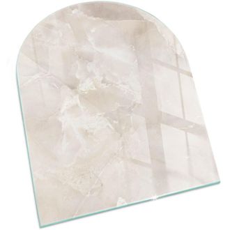 Tulup Protezione Pavimento Piastra In Vetro Temperato Per Camino Vetro Protettivo Resistente Per Camino Motivo marmo naturale 80x70 cm