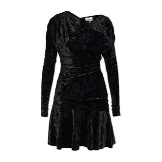 Ganni Velvet Dress - Dames - Feestkleedjes - Zwart - XS - Leer - Kleedjes