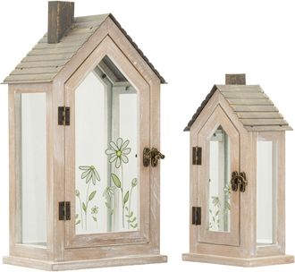 Mauro Ferretti Farolillos Home Flor Pareja Cm 18x13x36-12,5x8,5x25 (vidrio Templado)