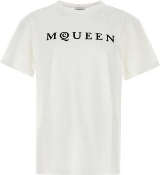 Alexander McQueen Wit Katoenen T-Shirt - Heren - T-shirts - Wit - M - Katoen - Tops