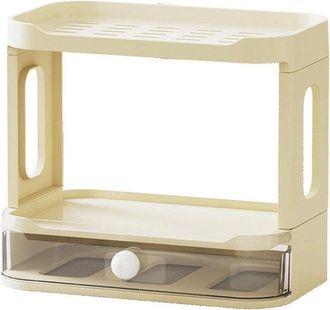 No Brand Organizador De Escritorio Rosa Con 2 Cajones Transparentes Y M&uacute;ltiples Compartimentos (19,5 X 14 X 10 Cm) - Para Maquillaje, Bol&iacute;grafos Y Accesorios