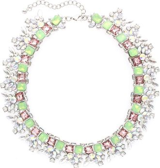 Olivia Welles Crystal Cluster Collar Necklace in Silver /Pacific at Nordstrom Rack