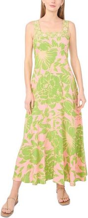 Vince Camuto Floral Smock Back Maxi Dress in Shell Pink at Nordstrom, Size Xx-Large